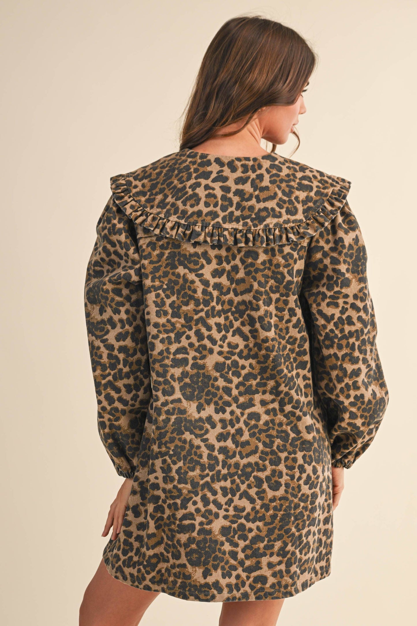 Dina Leopard Denim Dress