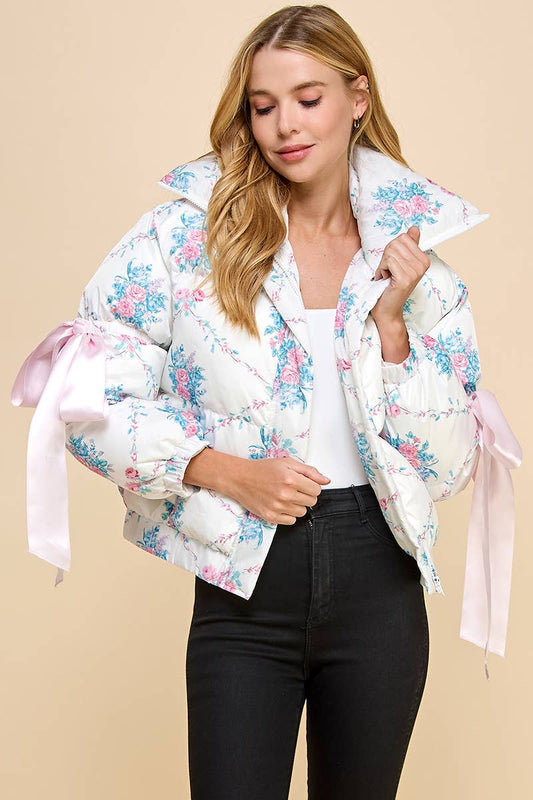 Floral puffer white