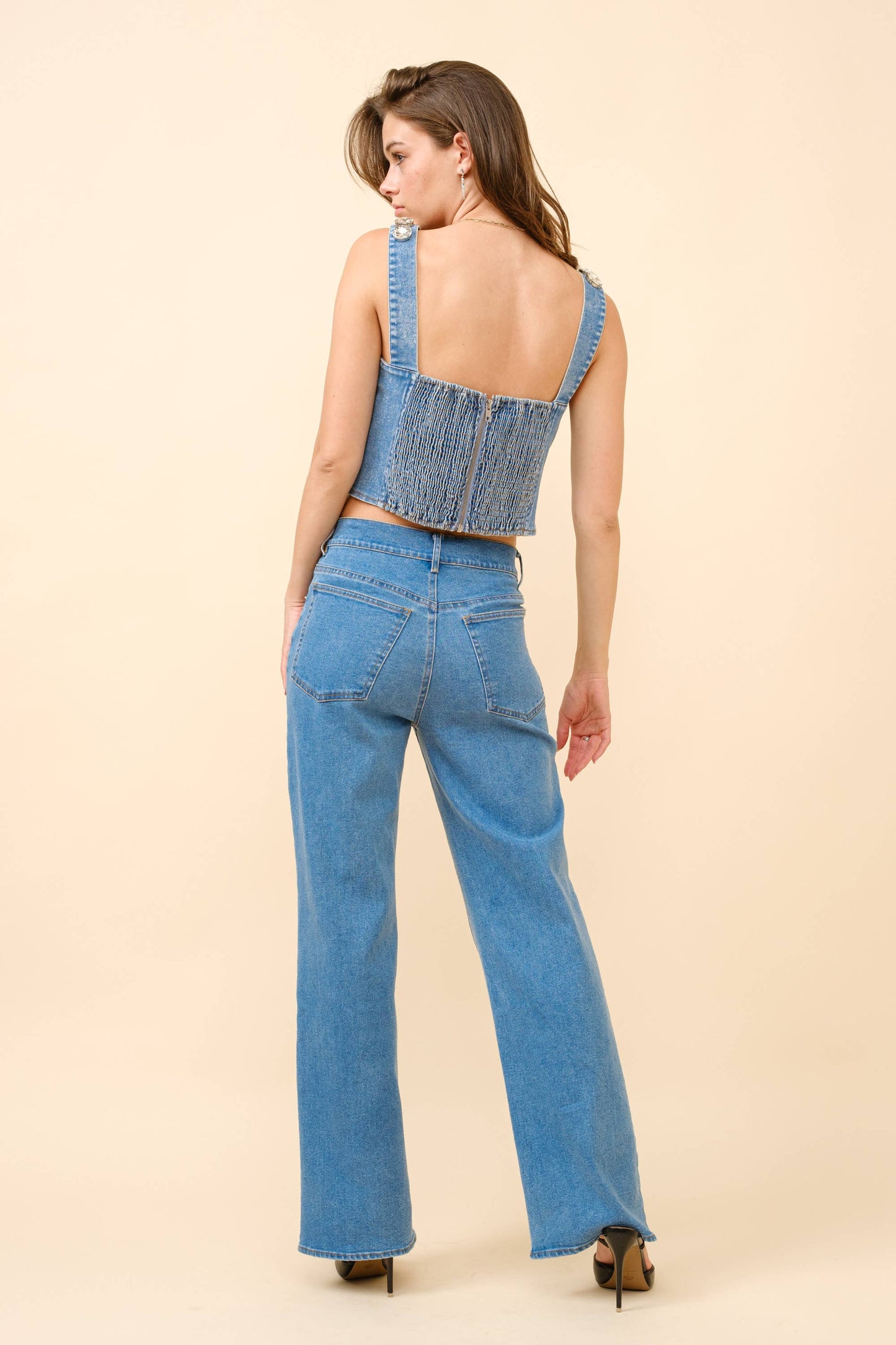 Crystal Corset Denim Top