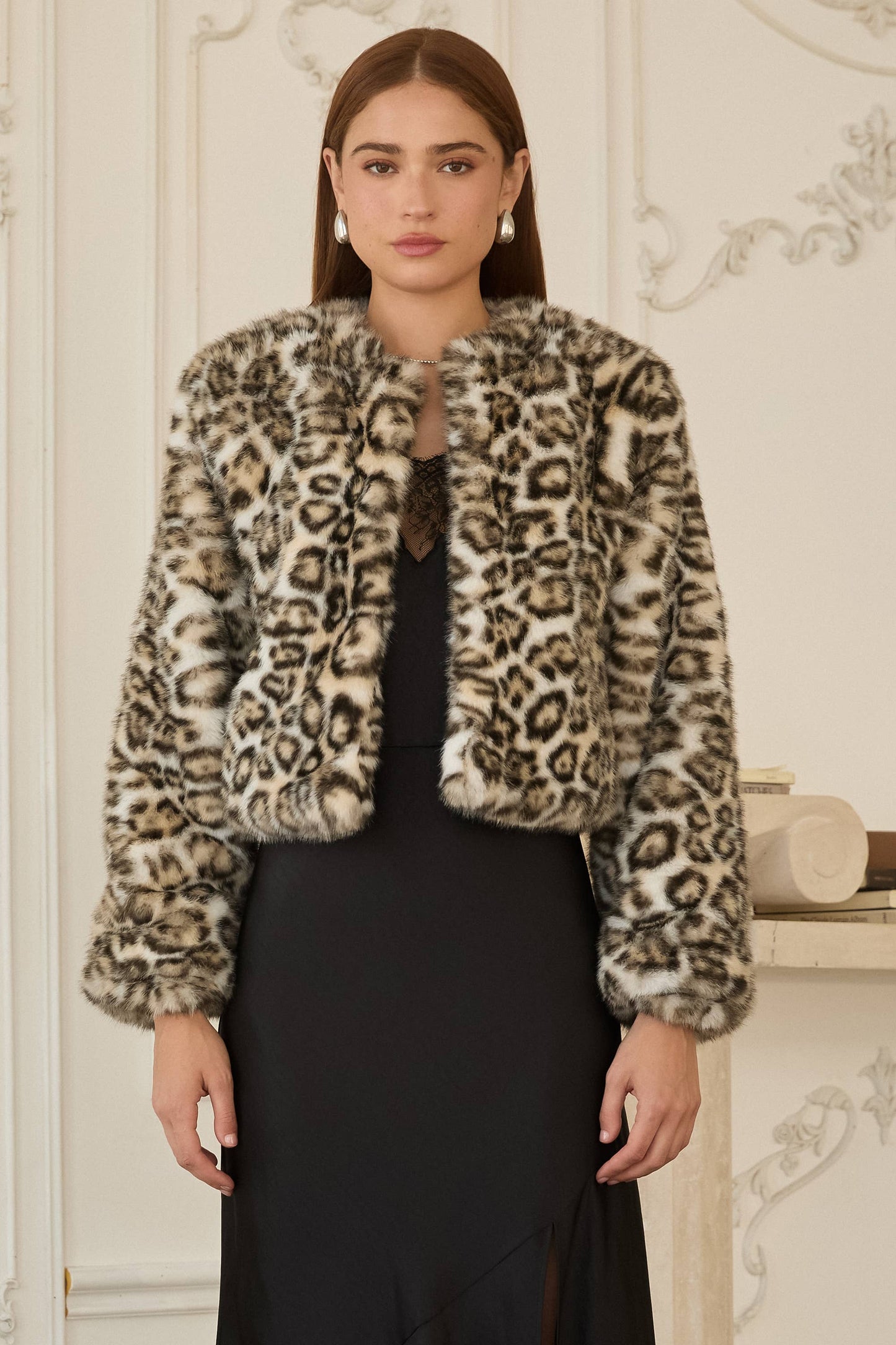 Alani Leopard Fur Crop Jacket