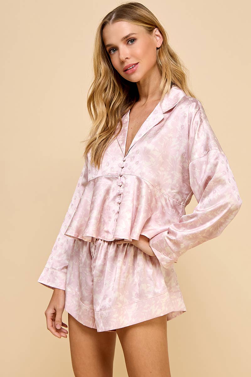 Maxine Satin Floral Pajamas