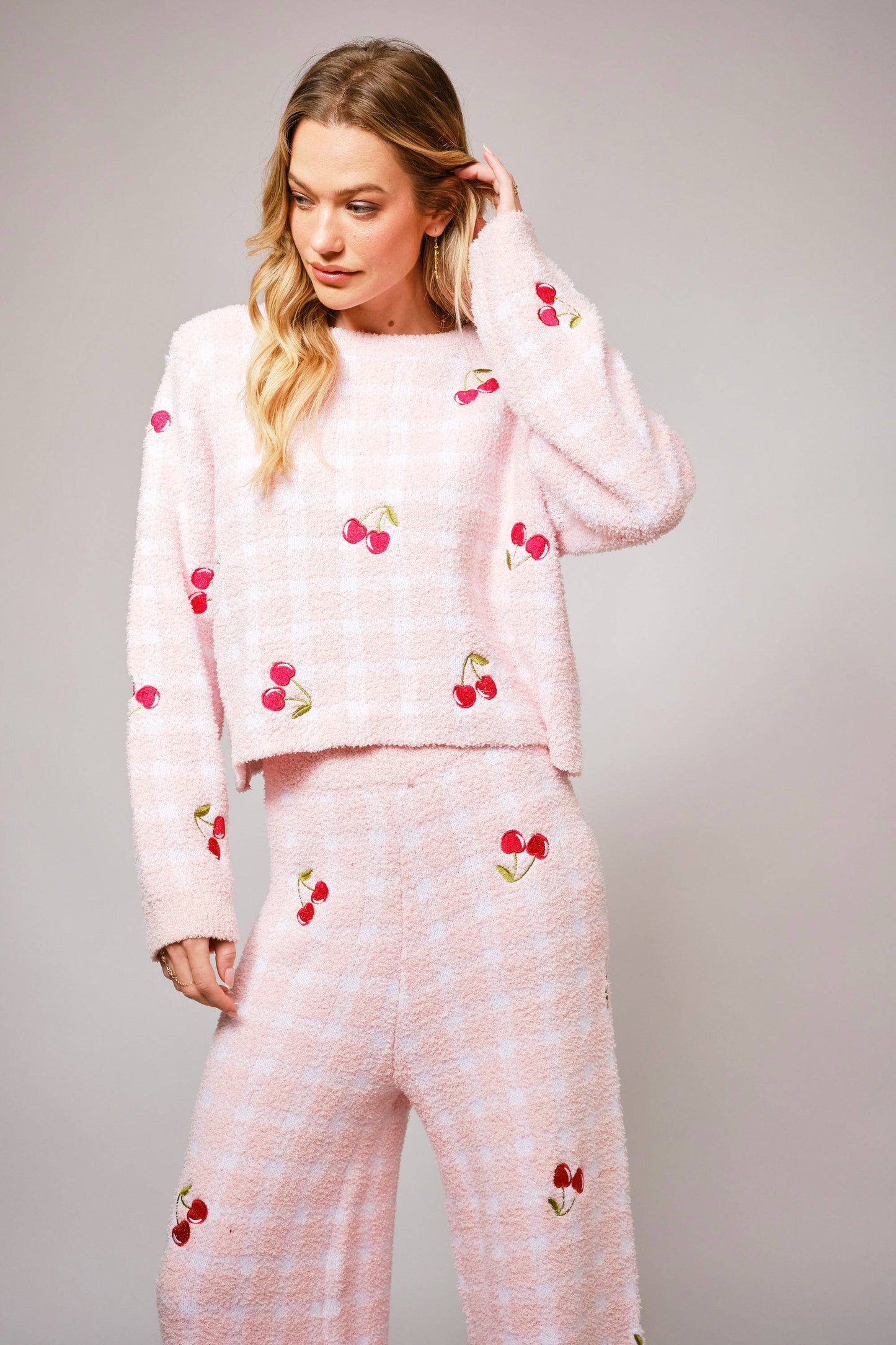 Cherry Embroidery Cozy Set