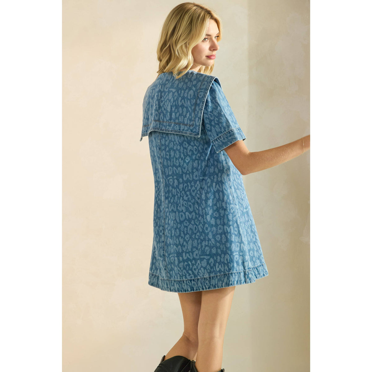 Suzette Leopard Denim Mini Dress