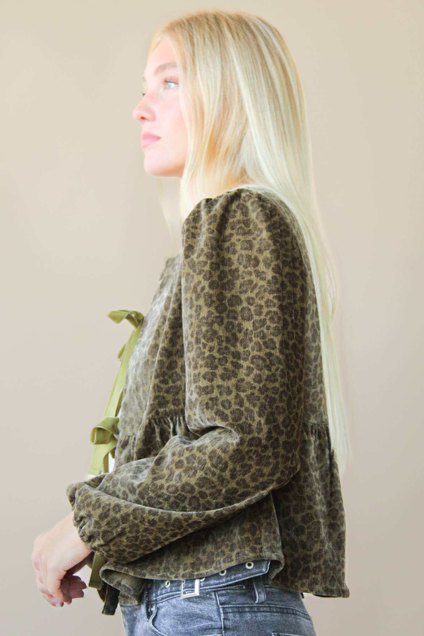Tara Leopard Tie Blouse