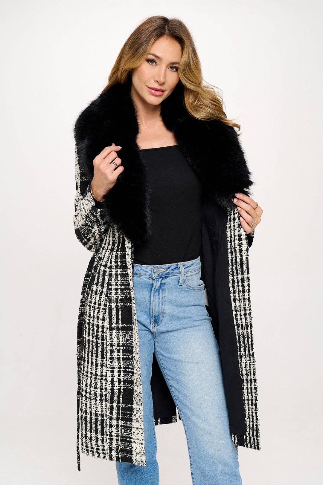 Cosmopolitan Charisma Faux Plaid Coat