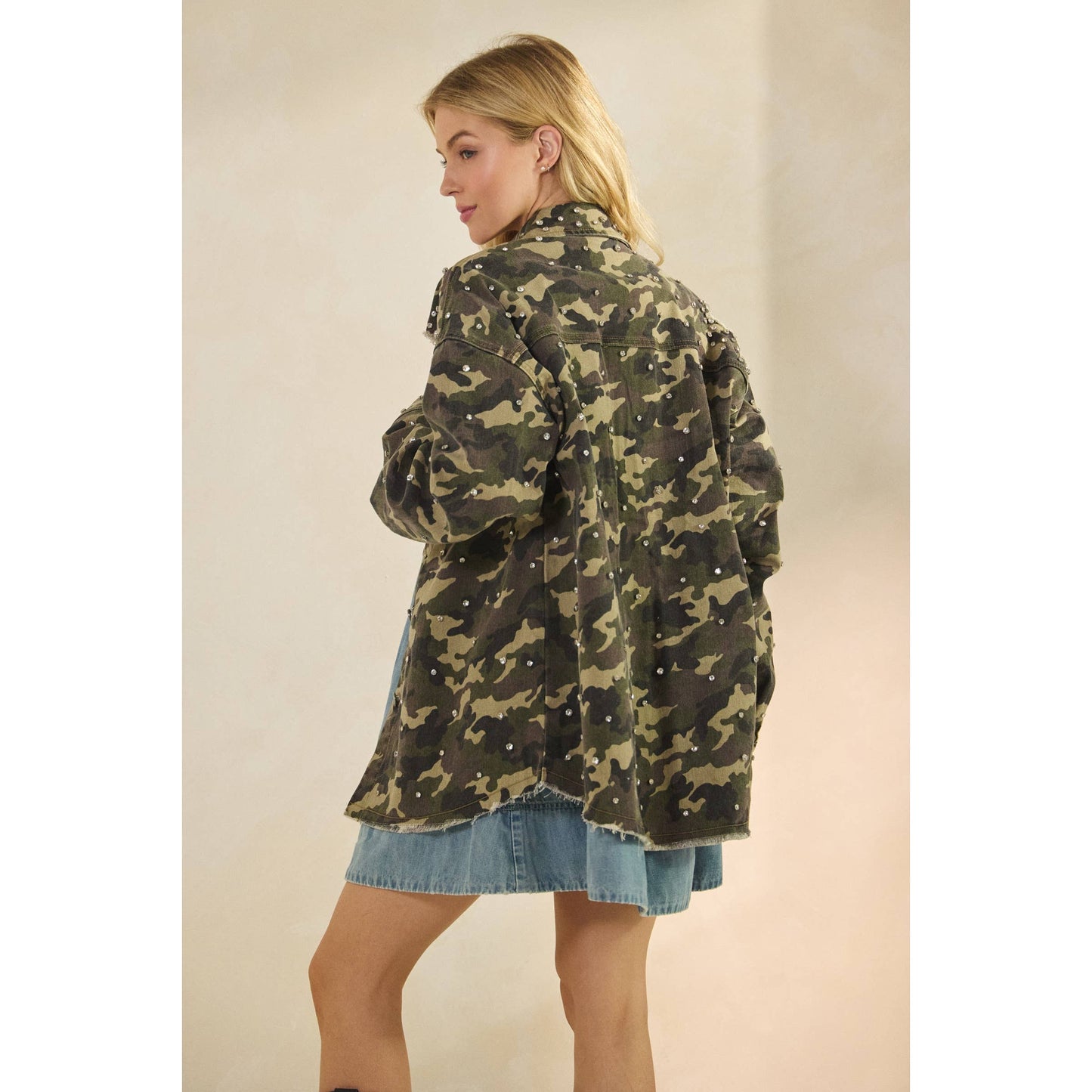 Rhinestone Camo Denim Jacket