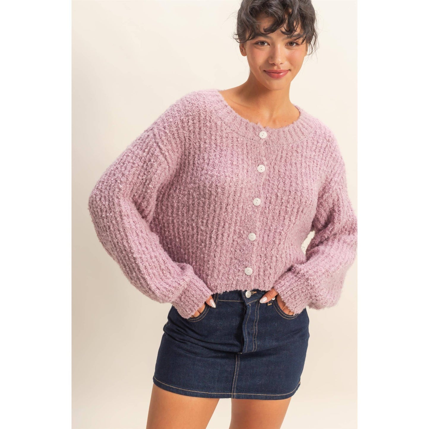 Rosa Button-Up Cardigan- Black