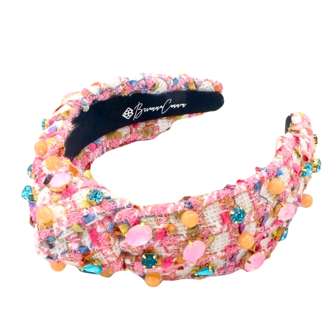 BC- Bubblegum Tweed Headband with Crystals