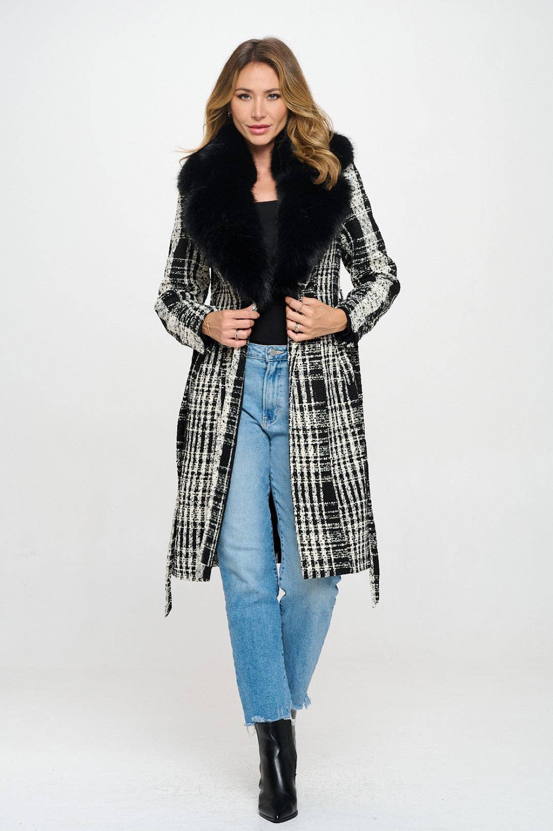 Cosmopolitan Charisma Faux Plaid Coat