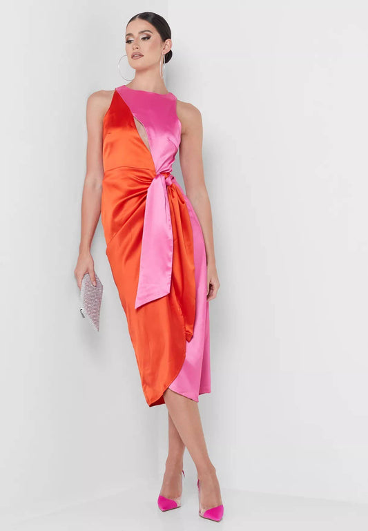 Kendall Sleeveless Satin Midi Dress