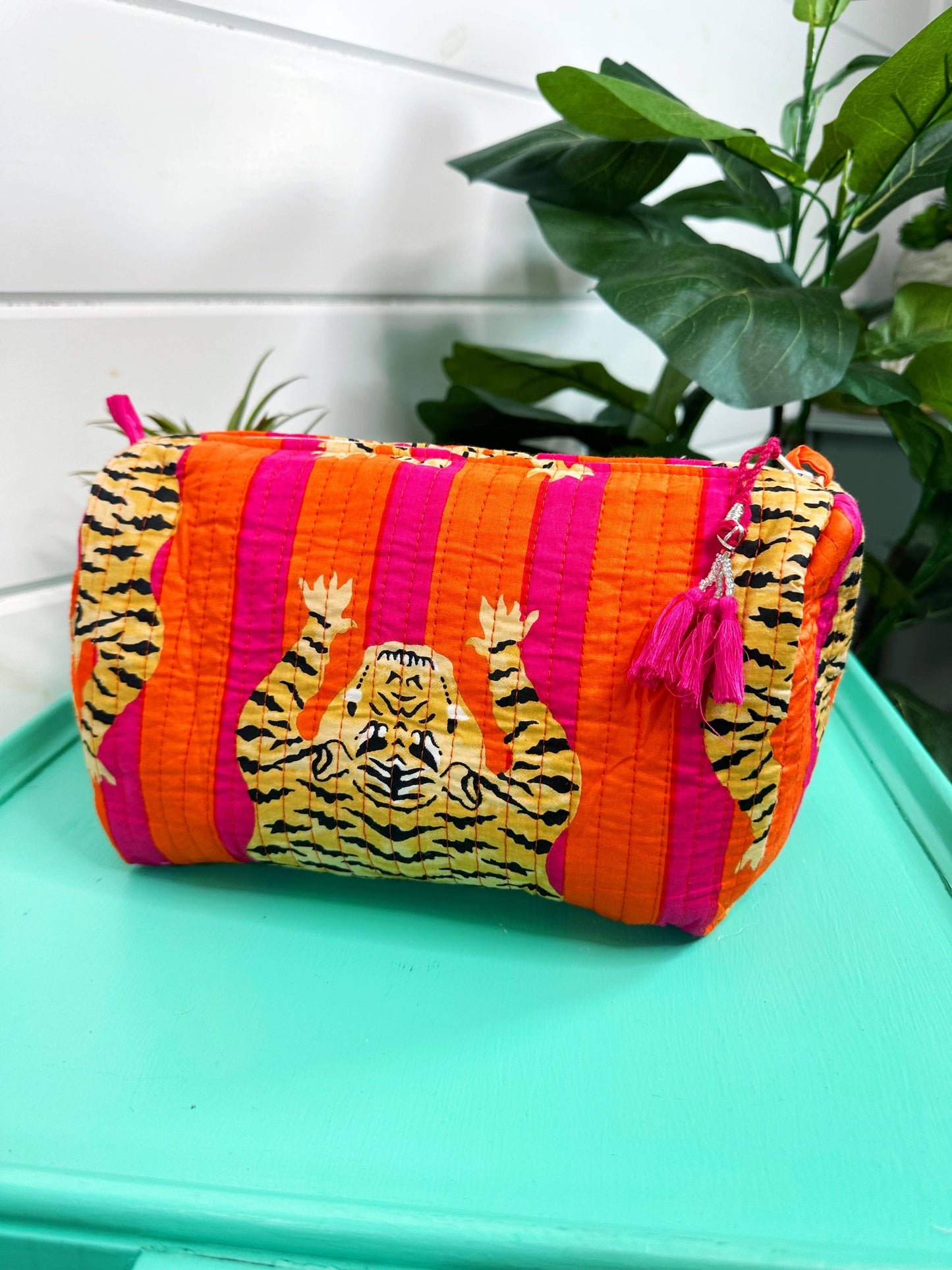 Tigers Cosmetics Bag- Pink/Orange