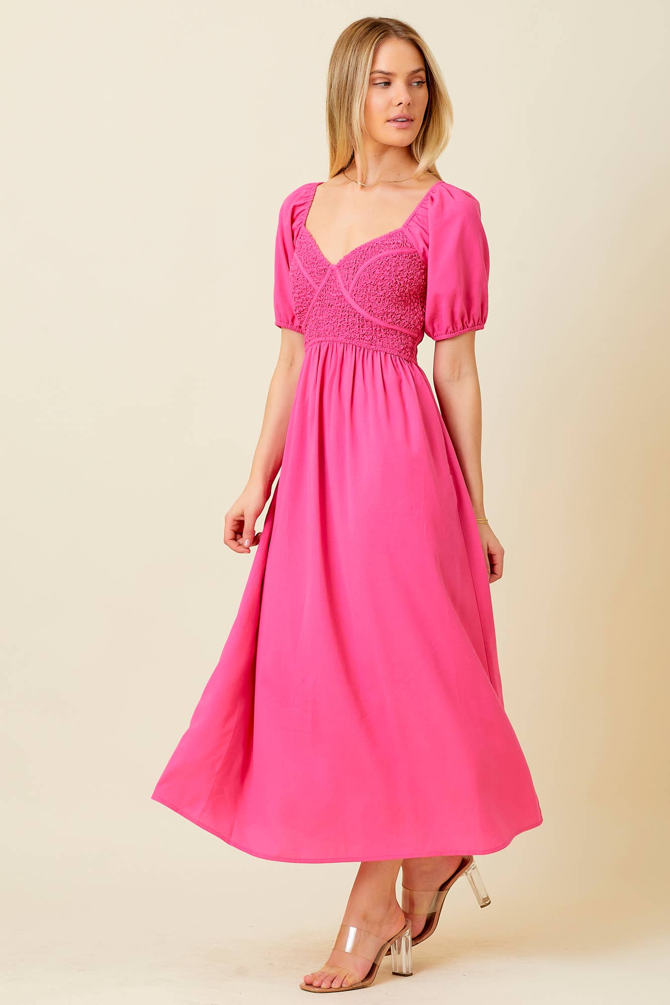 Chrissy Hot Pink Midi Dress