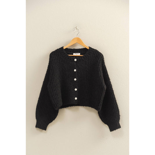 Rosa Button-Up Cardigan- Black