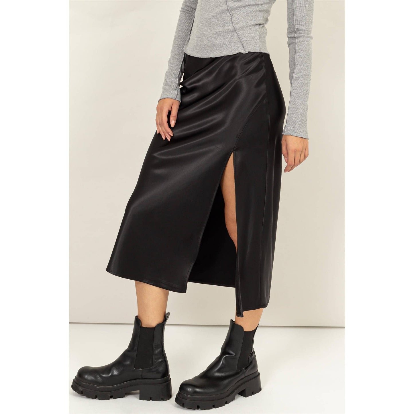 Carson Satin Midi Skirt