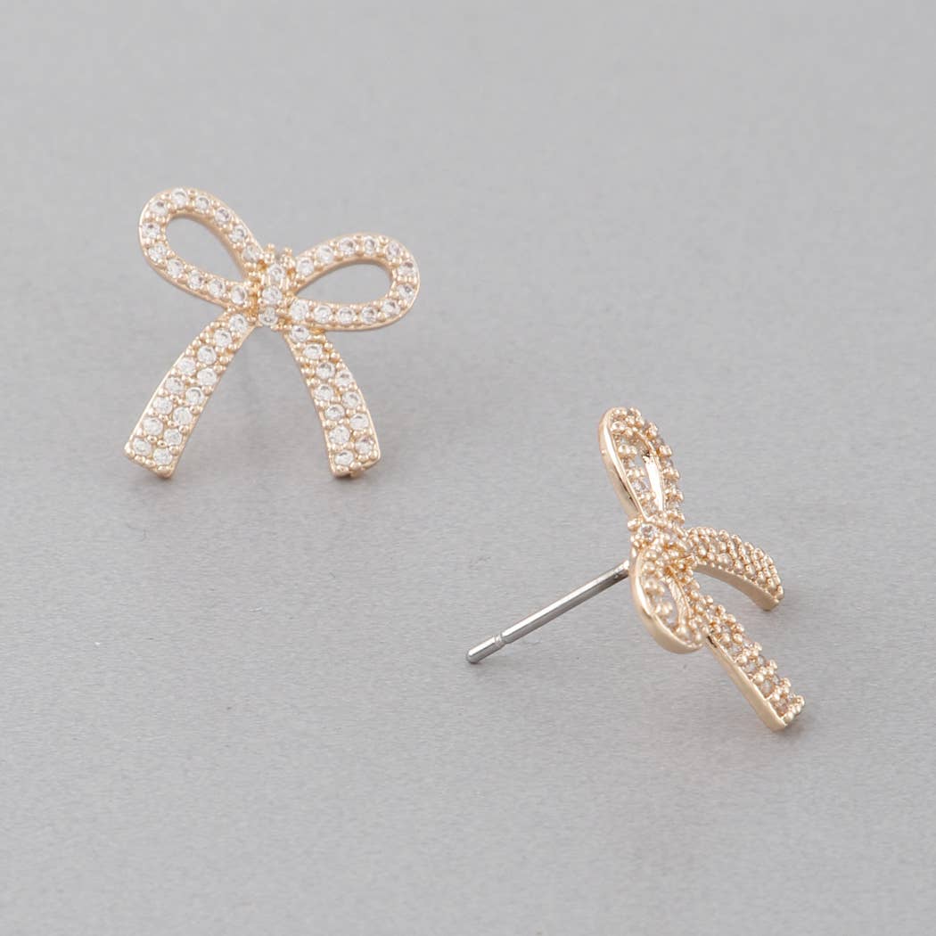 Mini Ribbon Stud Earrings- Gold