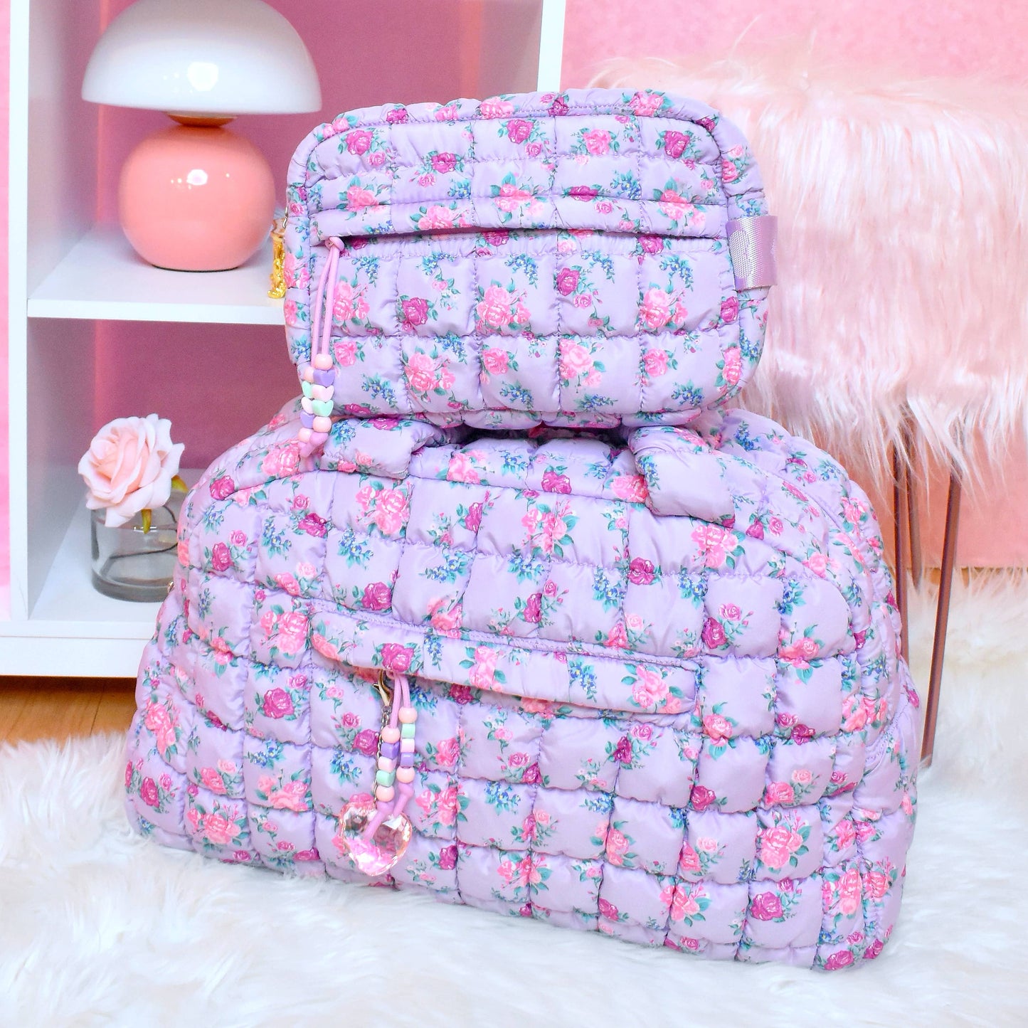 Quilted Scrunchies Floral Medium Duffle Bag: Lavender