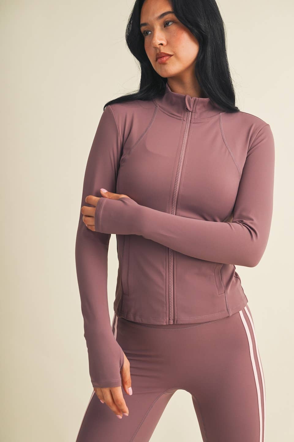Performance Fitted Full Zip Jacket- Mauve