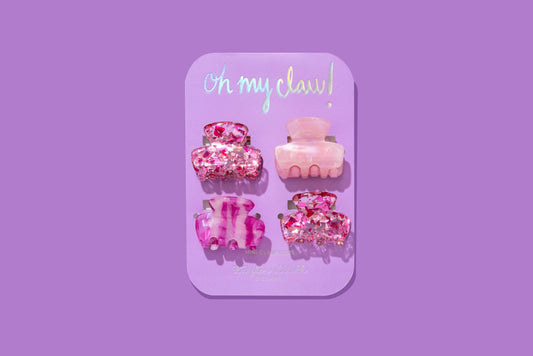 Mini Claw Hair Clips - Pink Confetti