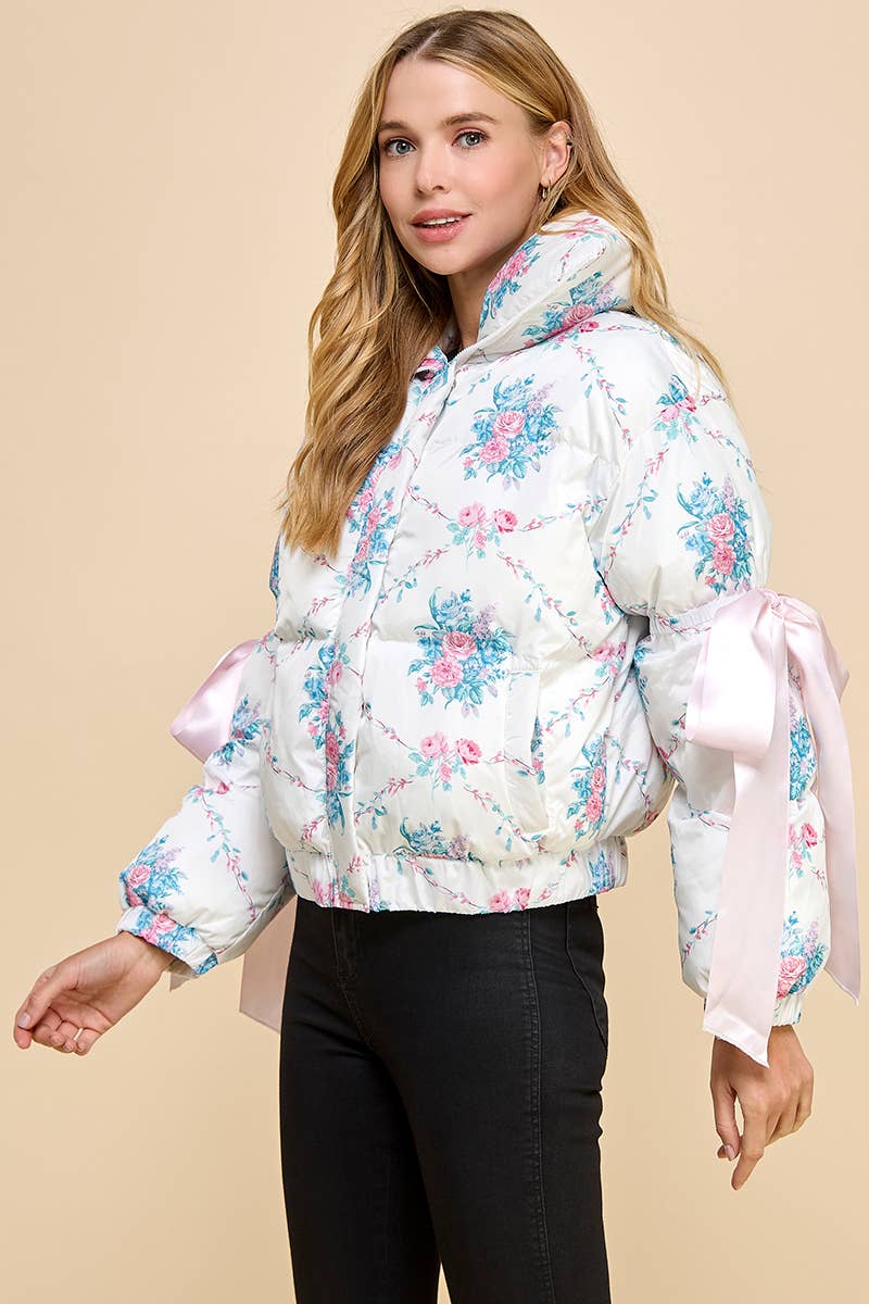 Floral puffer white