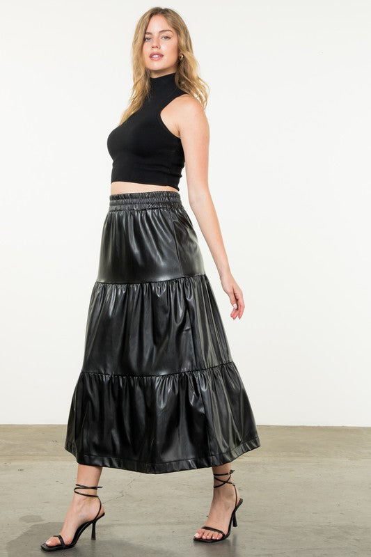 Vicki Leather Maxi Skirt