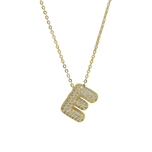 Mini Initial CZ Balloon Bubble 18K Gold Necklace