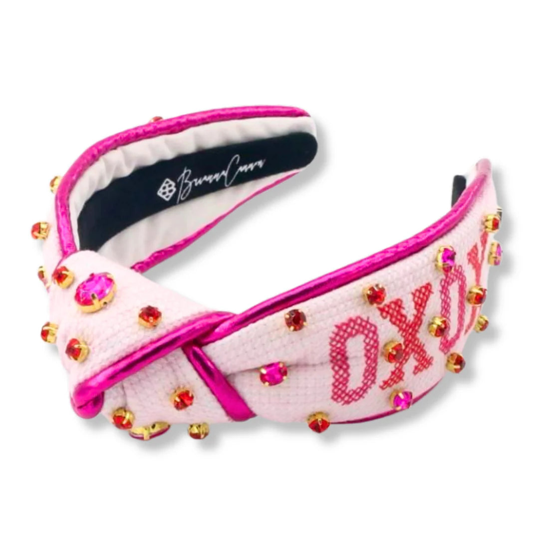 BC- XOXO Cross Stitch Headband with Red Crystals