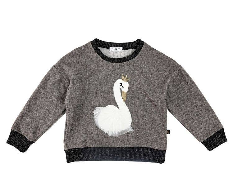 Swan Glitter Sweater: Black / 8