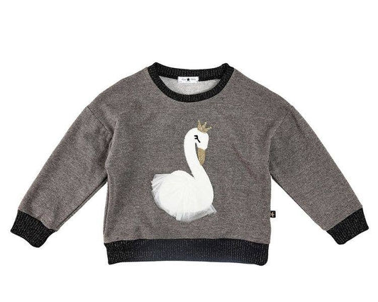 Swan Glitter Sweater: Black / 8