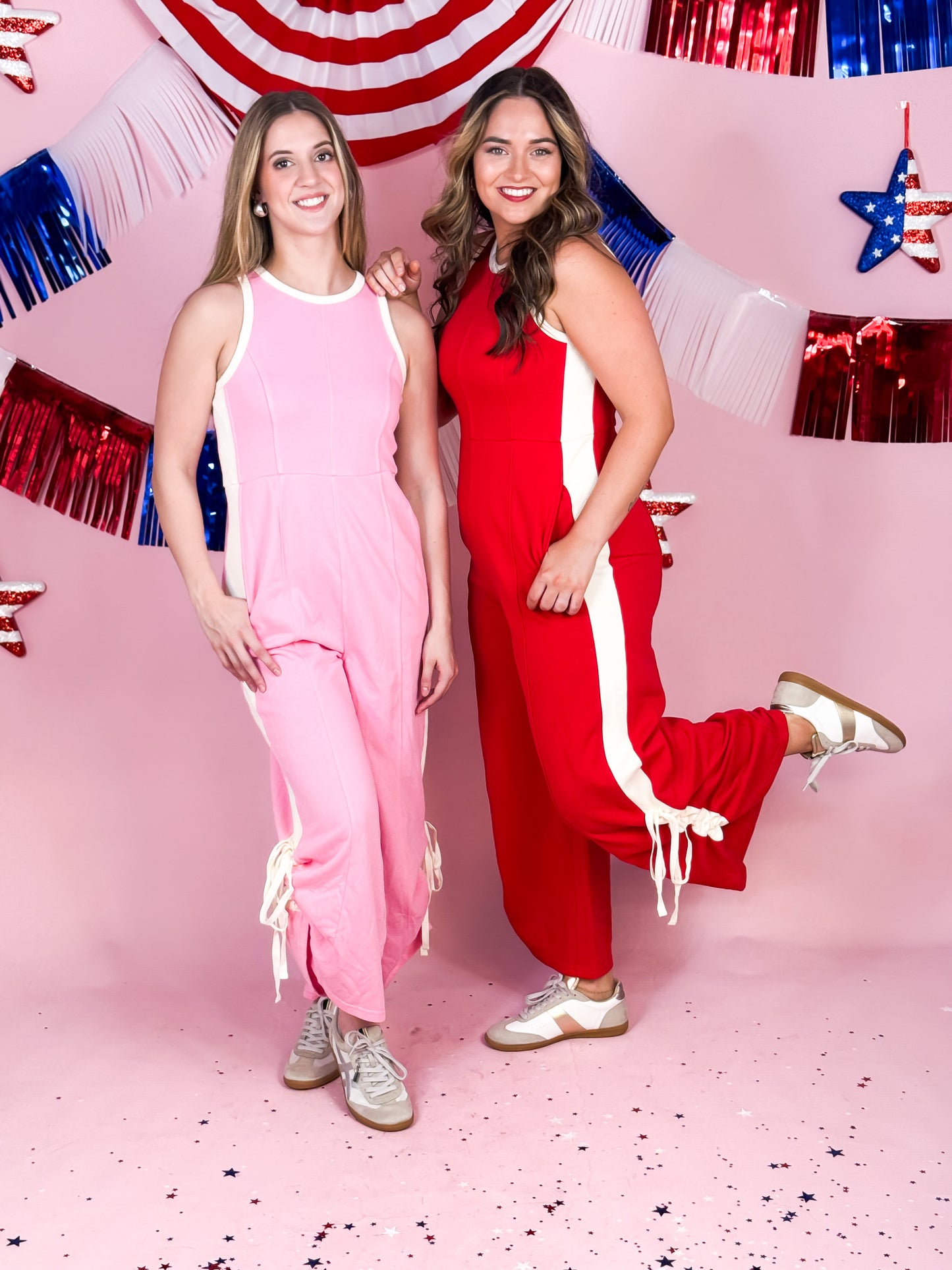 Trendsetter Jumpsuit- Red/Cream