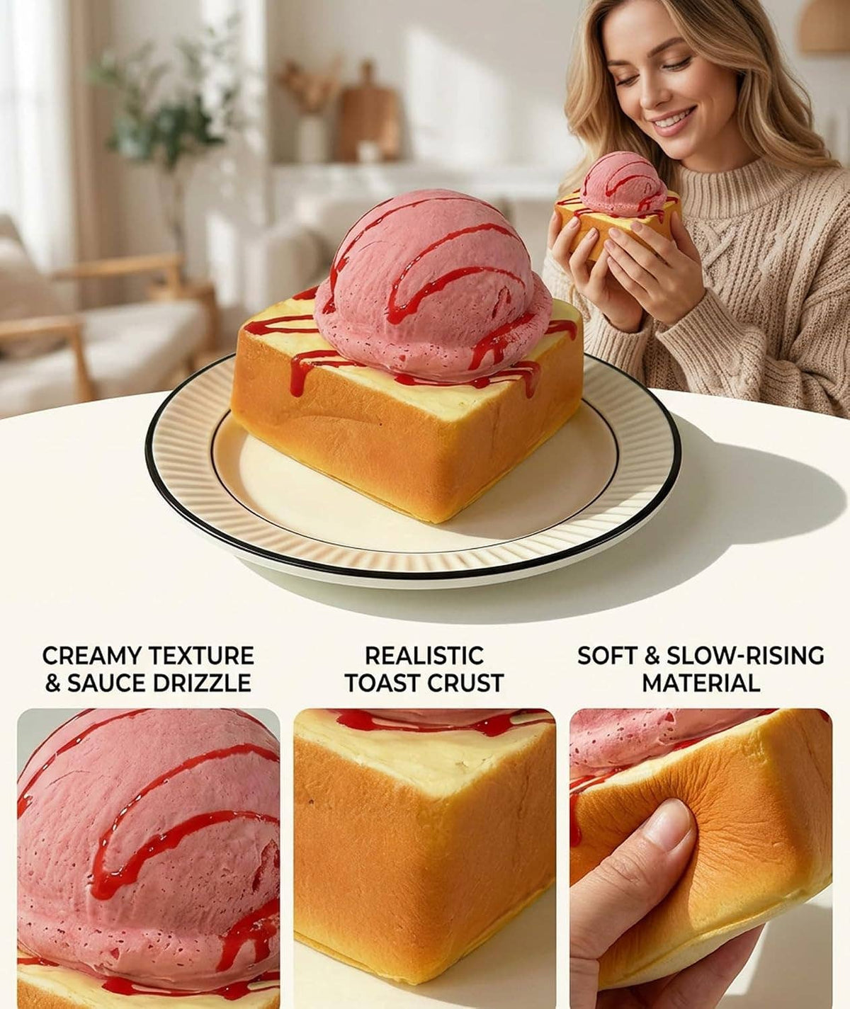 Sweet Scented Slow-Rise Ice Cream Toast Squishy