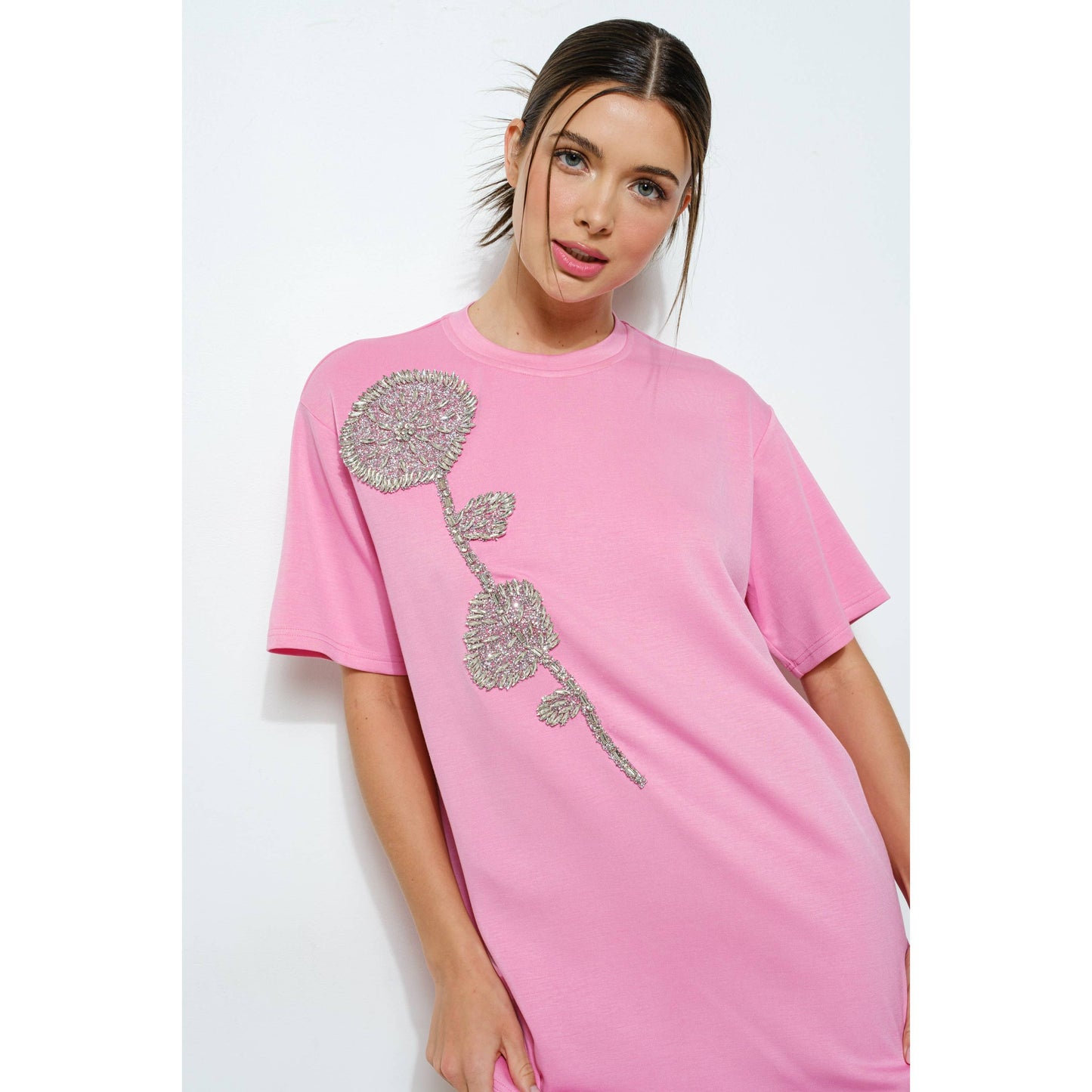 Rowan Crystal Embellished T-Shirt Dress