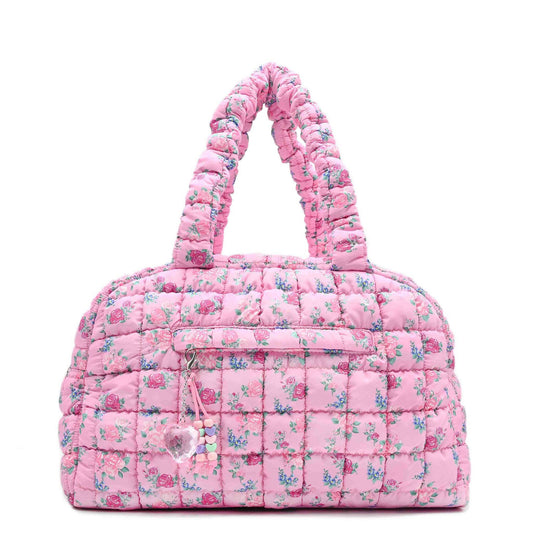 Quilted Scrunchies Floral Medium Duffle Bag: Pink