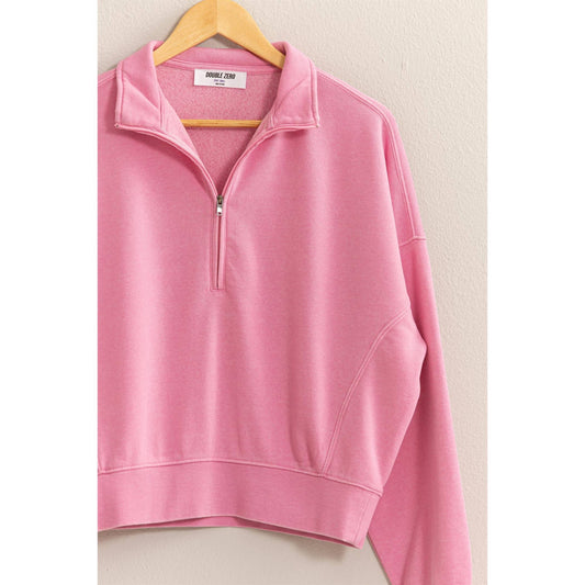 Kate Half-Zip Sweatshirt- Rose Water