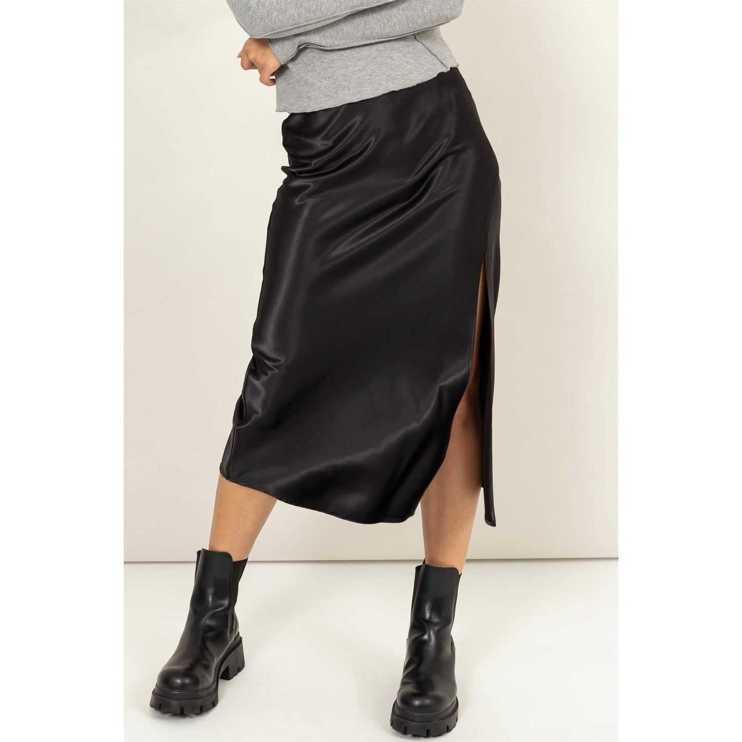 Carson Satin Midi Skirt