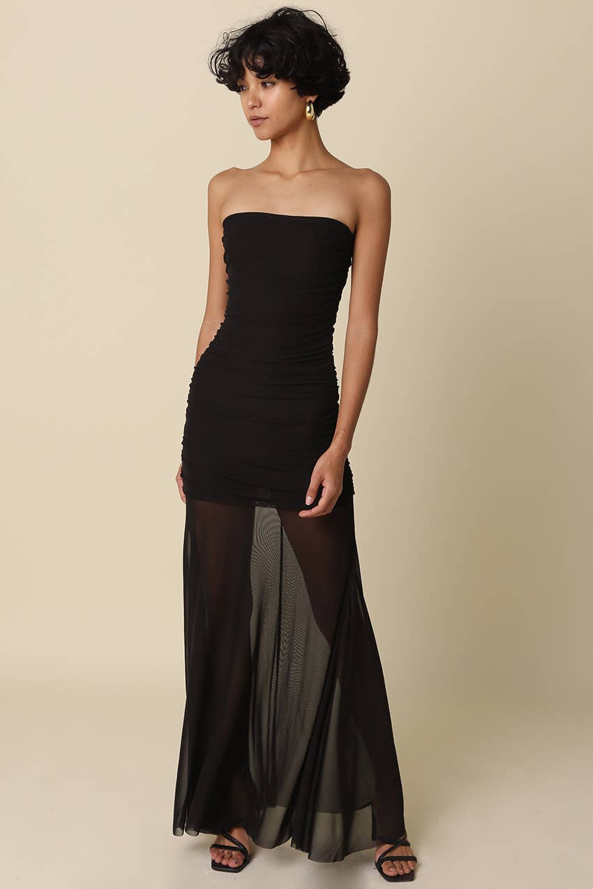 Emily Strapless Sheer Maxi Dress