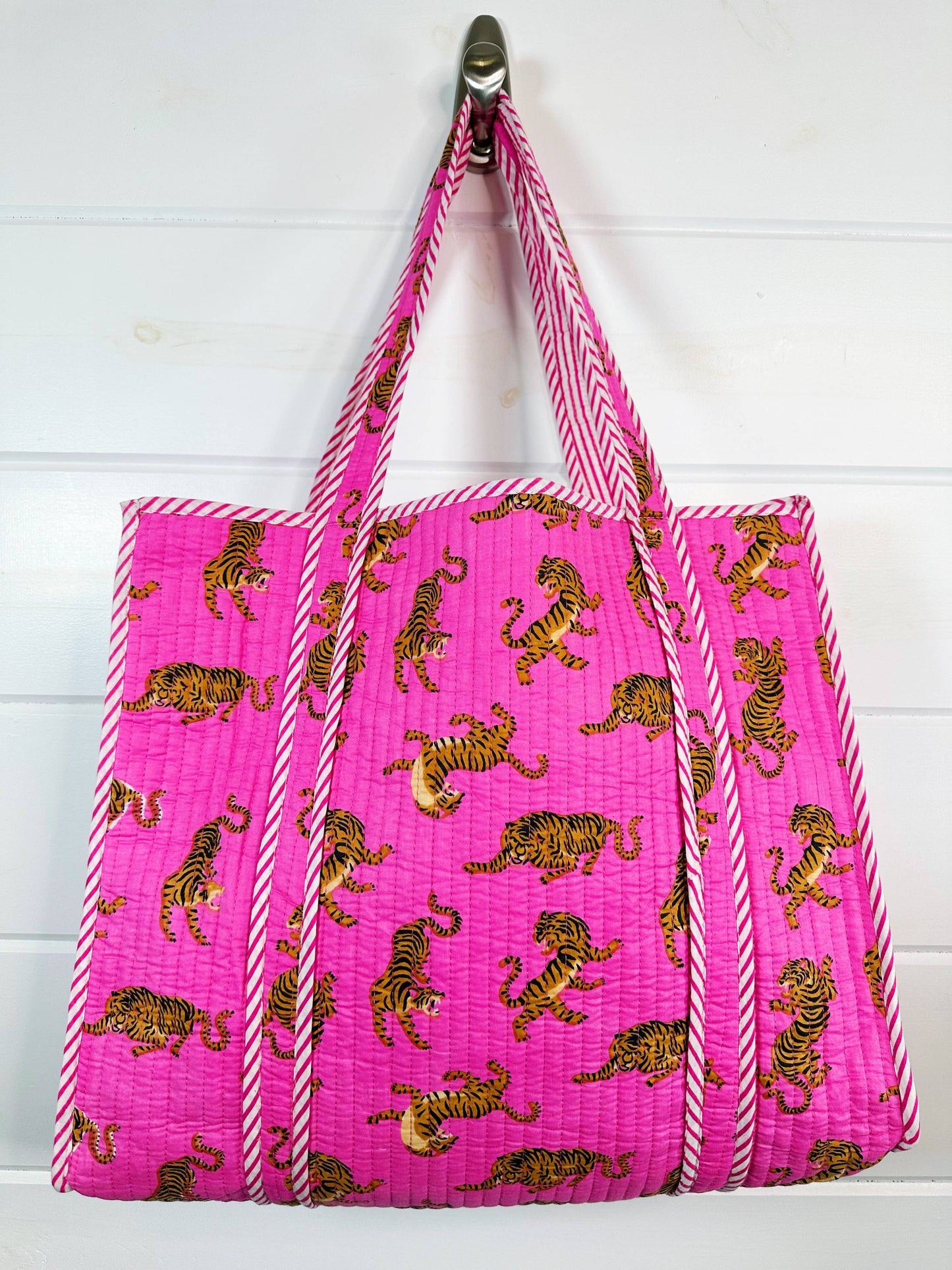 Quilted Tote Bag- Pink Tiger