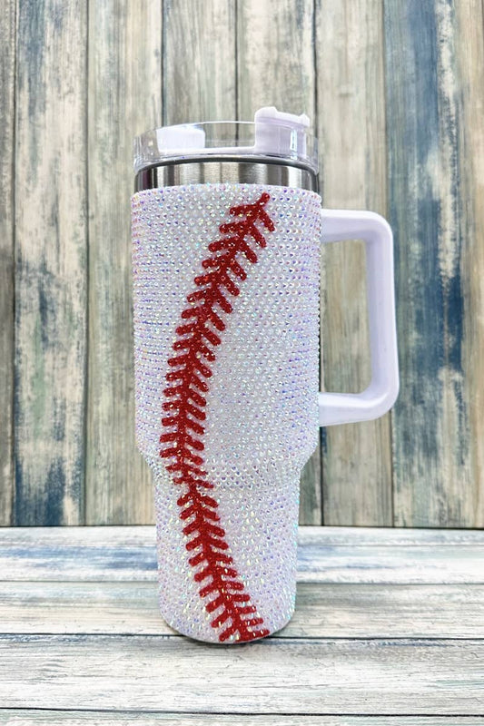 BASEBALL RHINESTONE STAINLESS STEEL TUMBLER 40oz