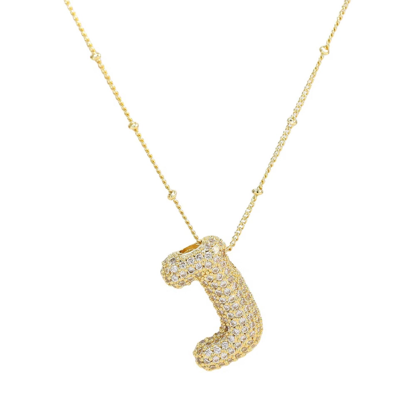 Mini Initial CZ Balloon Bubble 18K Gold Necklace