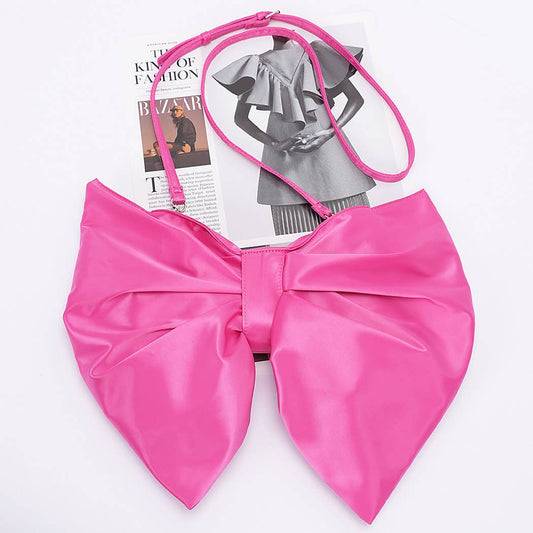 Satin Bow Style Crossbody Bag- pink