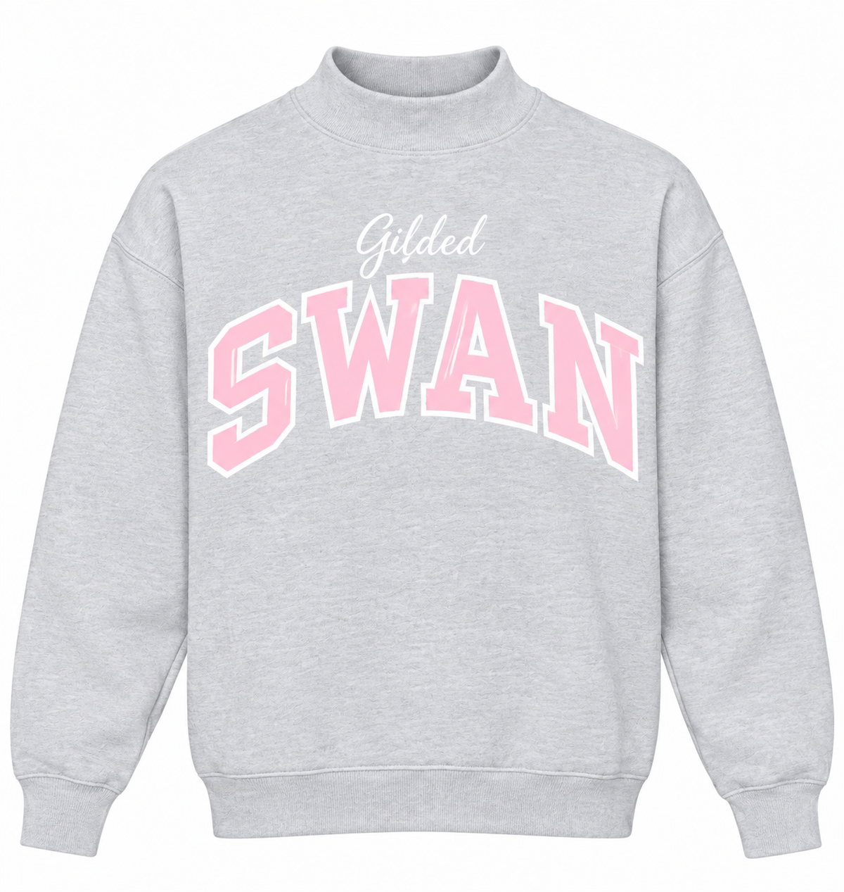 Gilded Swan Gray Mock Neck Embroidered Sweatshirt *Pre-Order*