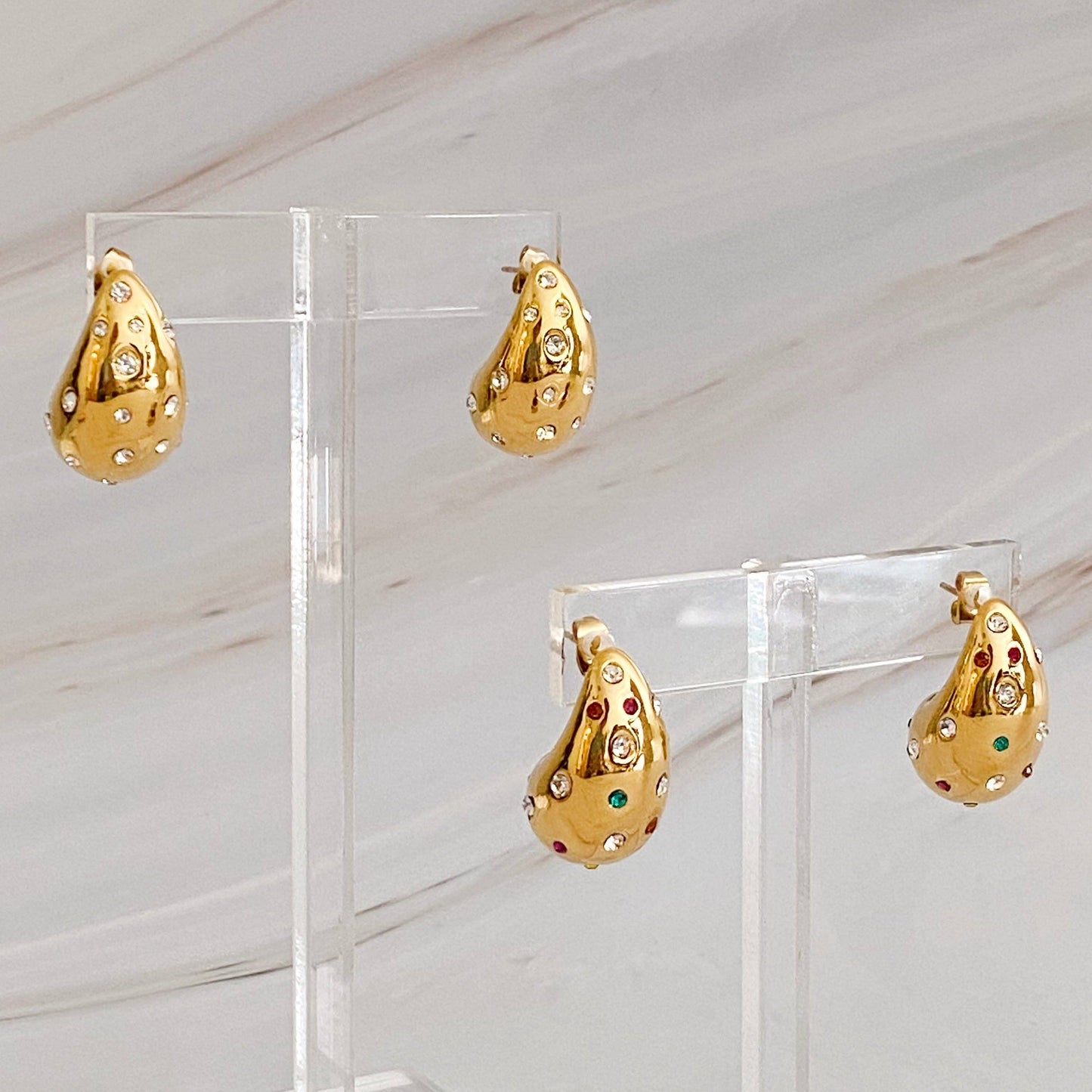 So Chic Jeweled Teardrop Earrings: Rainbow Jewels