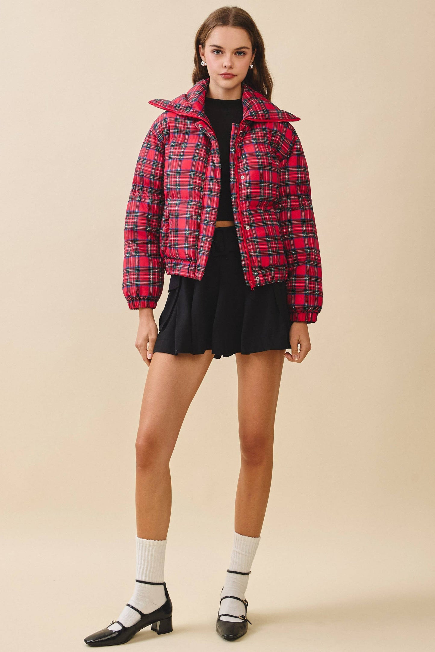 Plaid Puffer Jacket