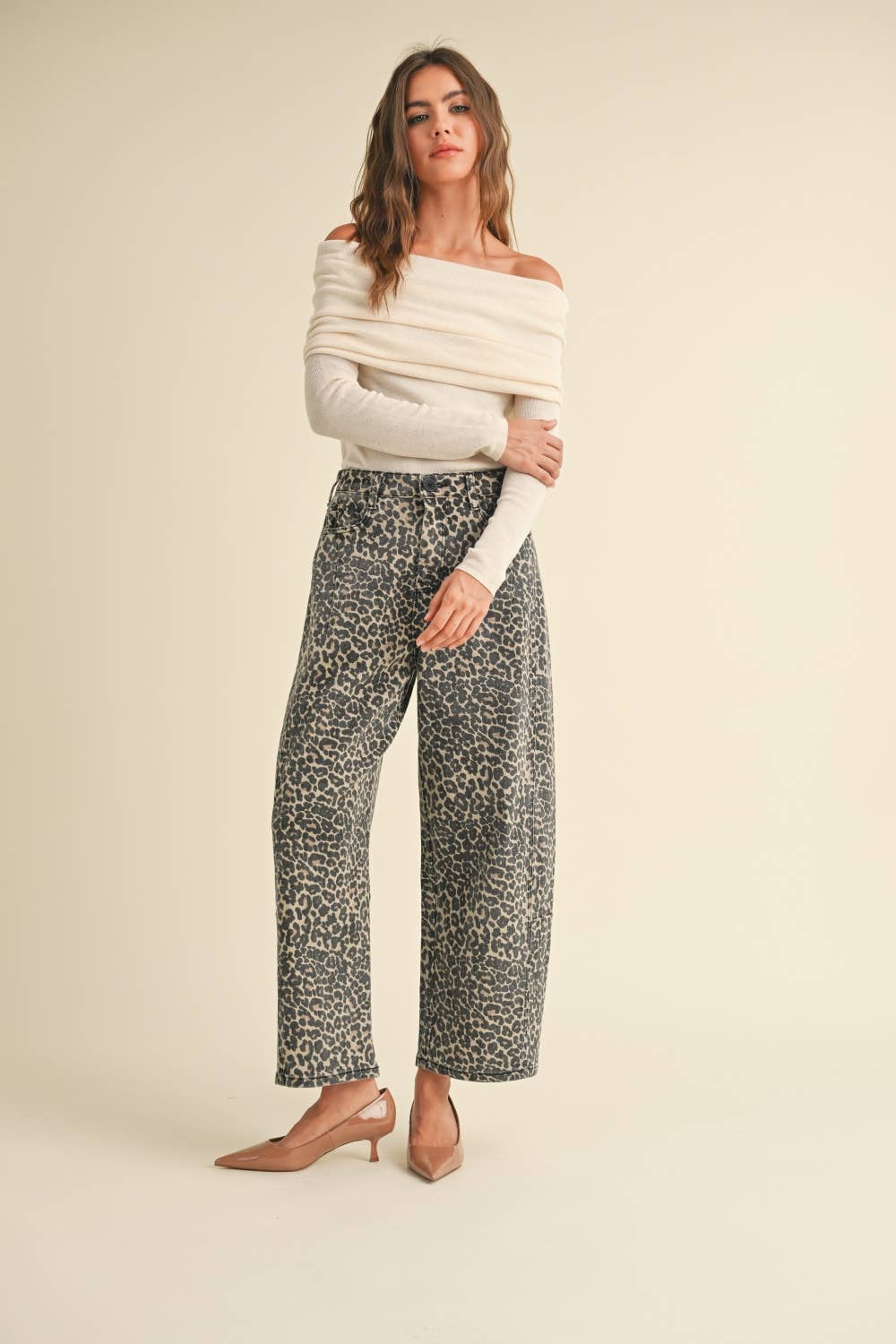 Leonna Leopard Barrel Jeans