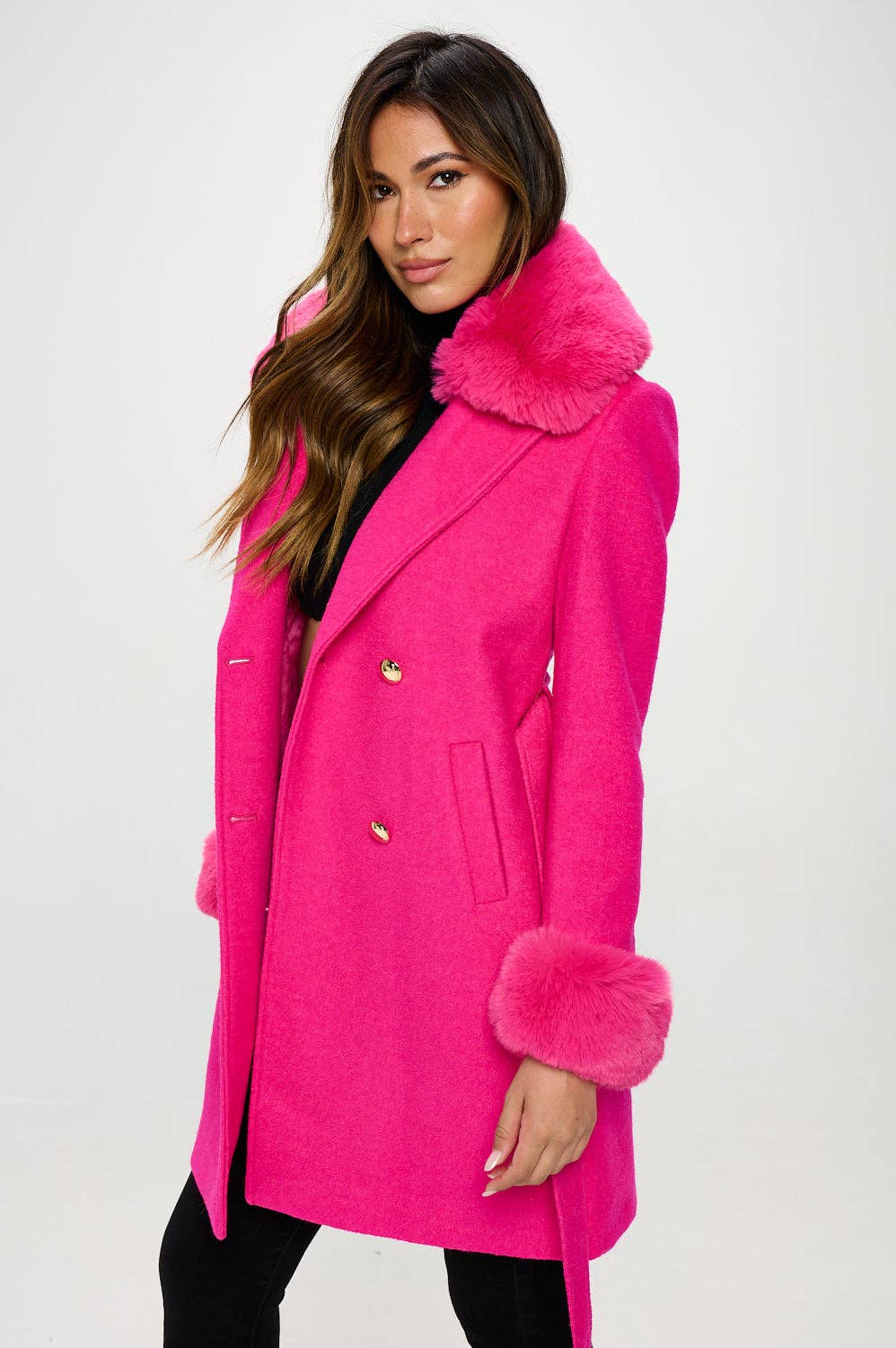 Enchantment Faux Fur-Trimmed Hot-Pink