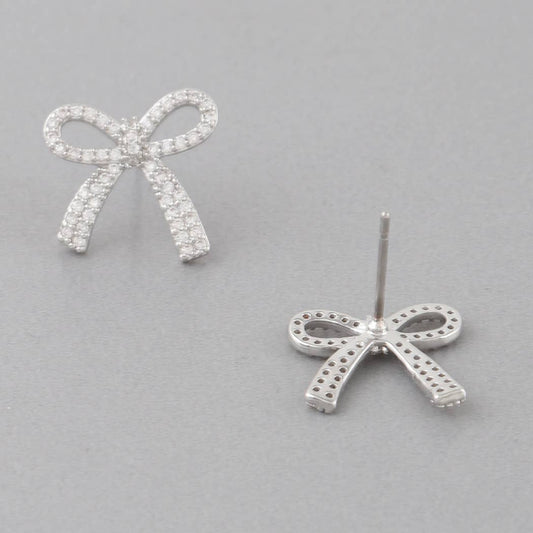 Mini Ribbon Stud Earrings- Silver