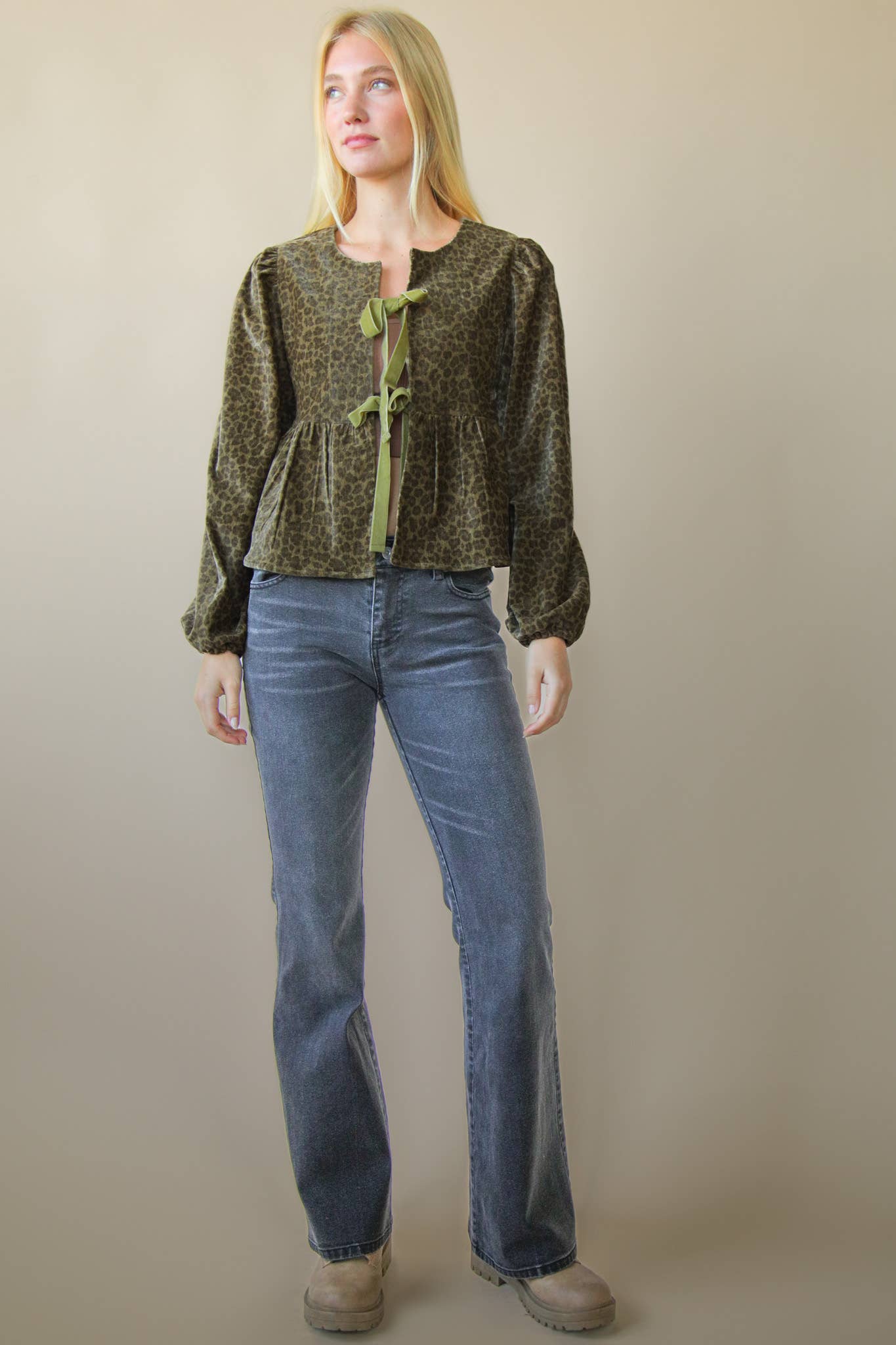 Tara Leopard Tie Blouse