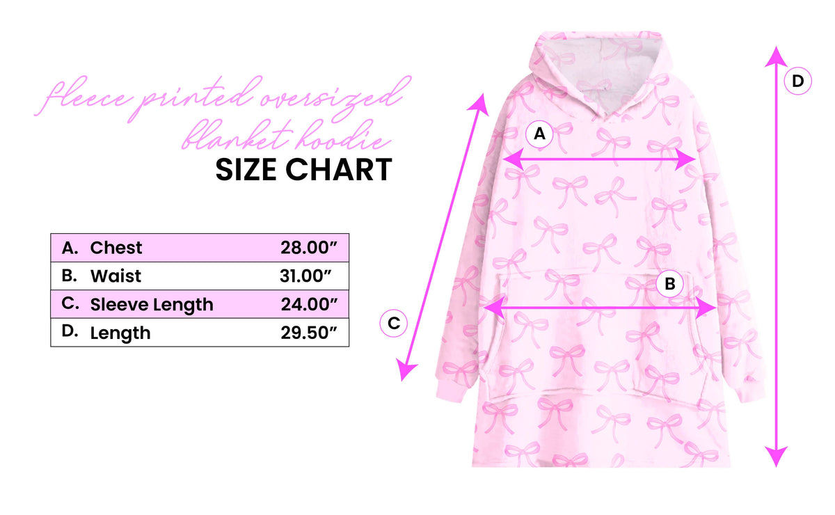 Girls- Fleece Striped Bow Printed Blanket Hoodie