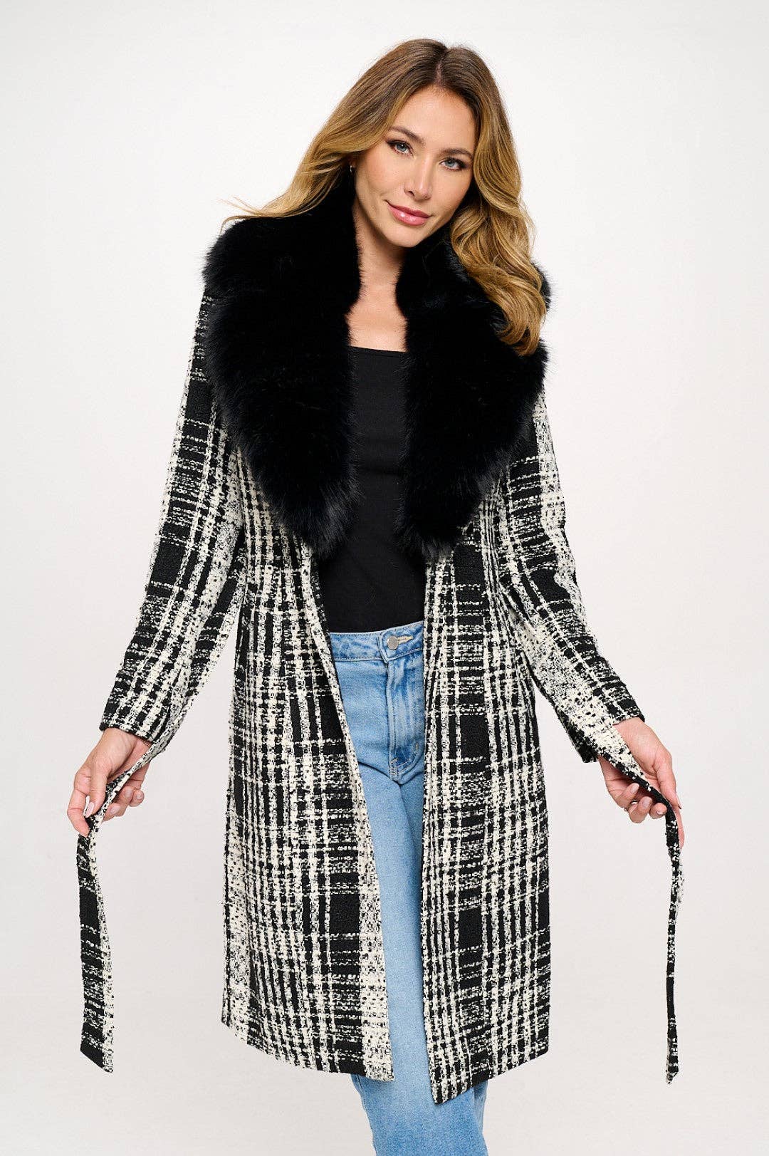 Cosmopolitan Charisma Faux Plaid Coat