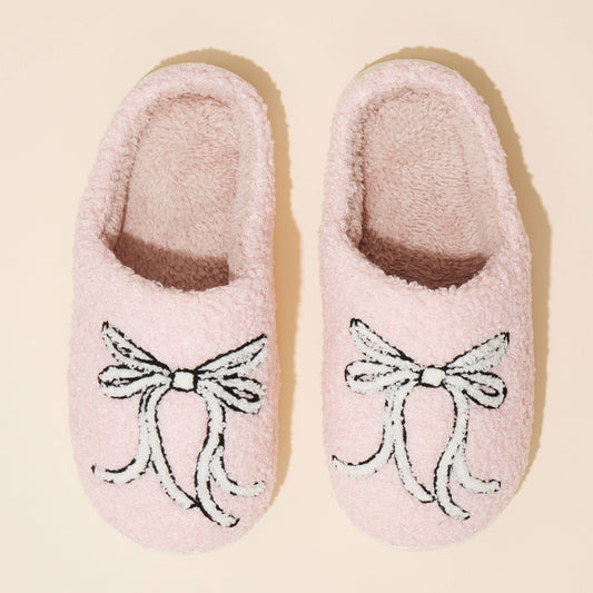 Bow Fuzzy Fleece Soft Slipper