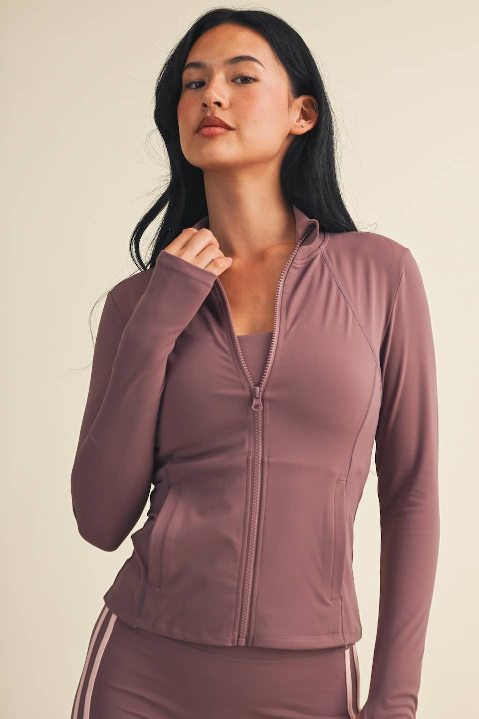 Performance Fitted Full Zip Jacket- Mauve